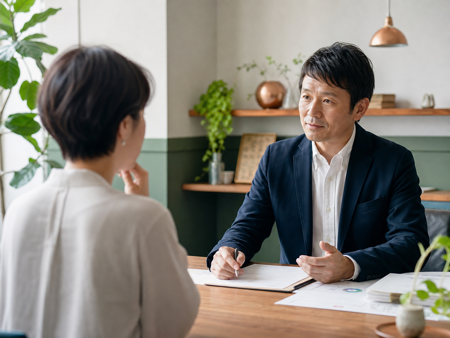 落ち着いた相談室での経営相談